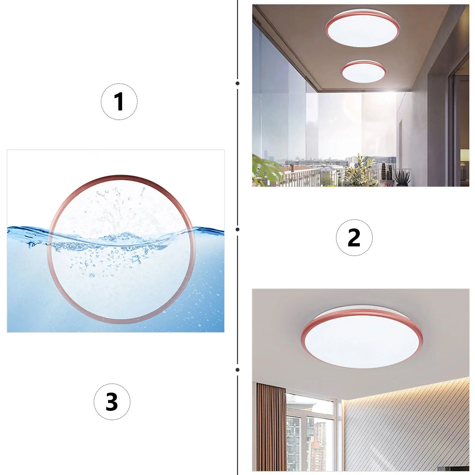 

1Pcs Ultra Thin LED Ceiling Light Round Acrylic Lampshade Rust-Proof Balcony Kitchen Bathroom Living Room Modern