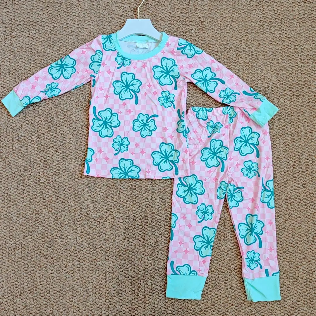

9.15 Kids Winter Clothes For Girls Baby Girls St Patrick Quatrefoil Shirts Pants Pajamas Clothes Sets