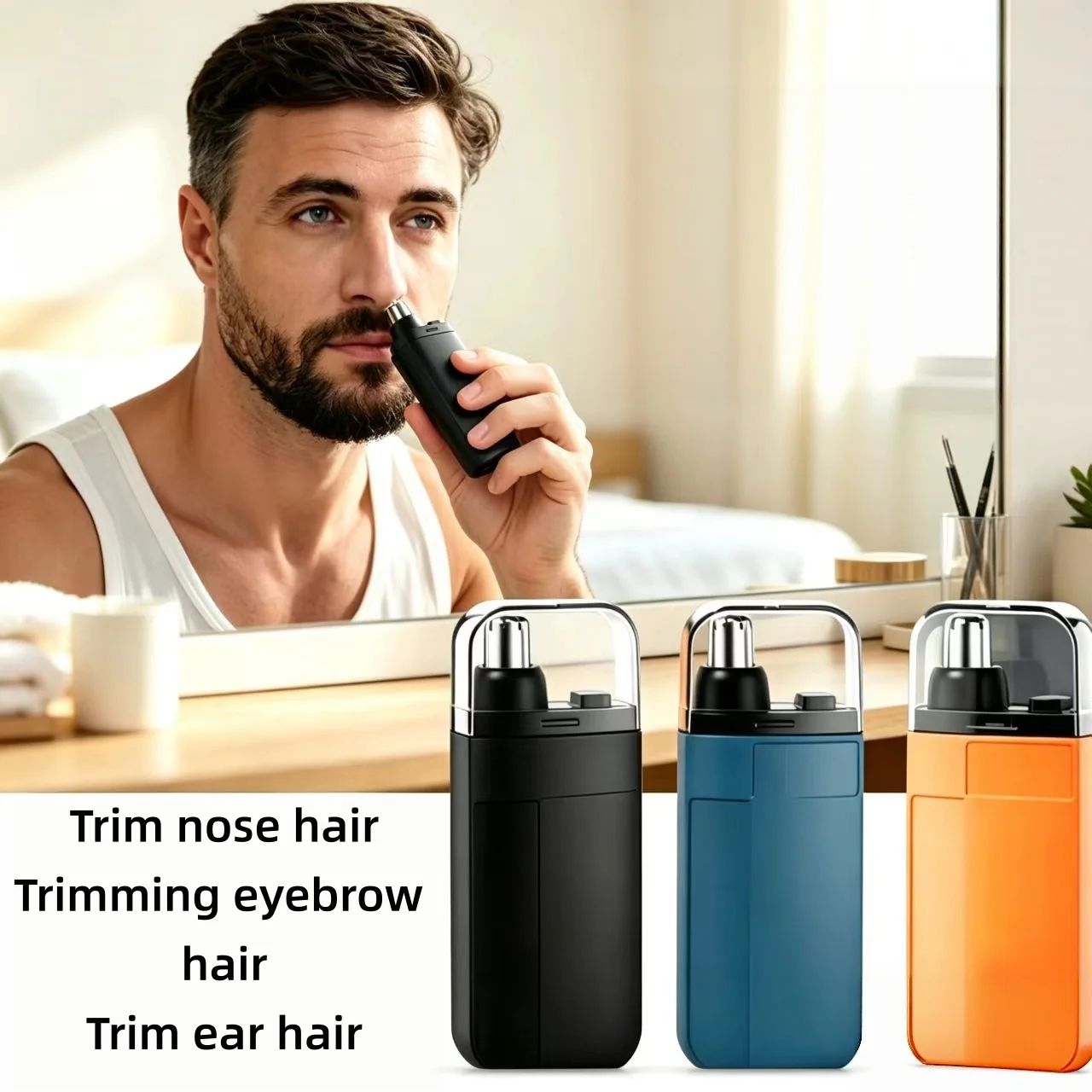 Portable Electric Nose Ear Hair Trimmer Clipper,Painless Washable Blade Eyebrow Facial Hair Remover Grooming Tool for Men Travel