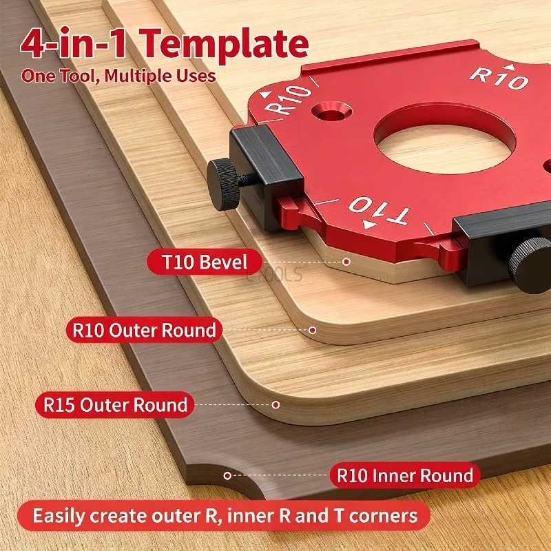 Aluminum Profile Inside & Outside Corner Gauge RT Arc Template Multifunctional Woodworking Tool for Wardrobe Round Edge Trimming