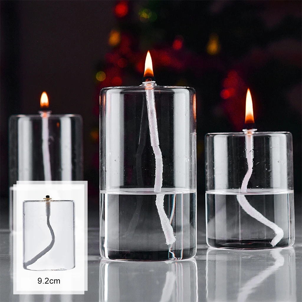Refillable Glass Oil Candle Oil Lamp Candle Holders Tea Light Candlestick for Bedroom Wedding Dining Party Holiday Decoration