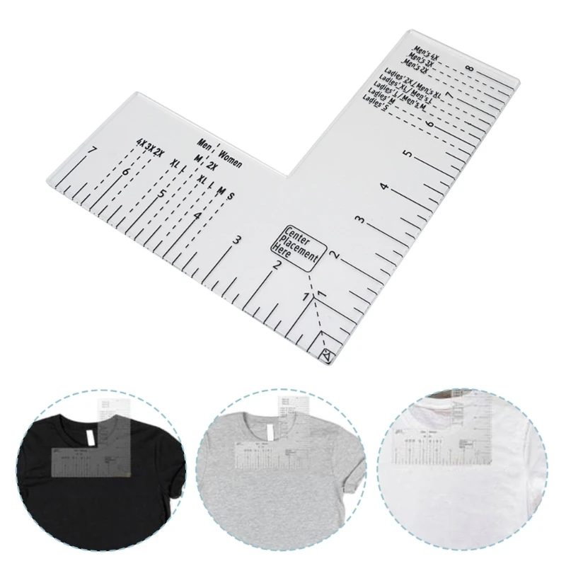 Left Chest Placement Tool Tshirt Ruler Guide T Shirt Ruler for Embroidery Heat Press Printing(Adult Size Unisex) 87HA