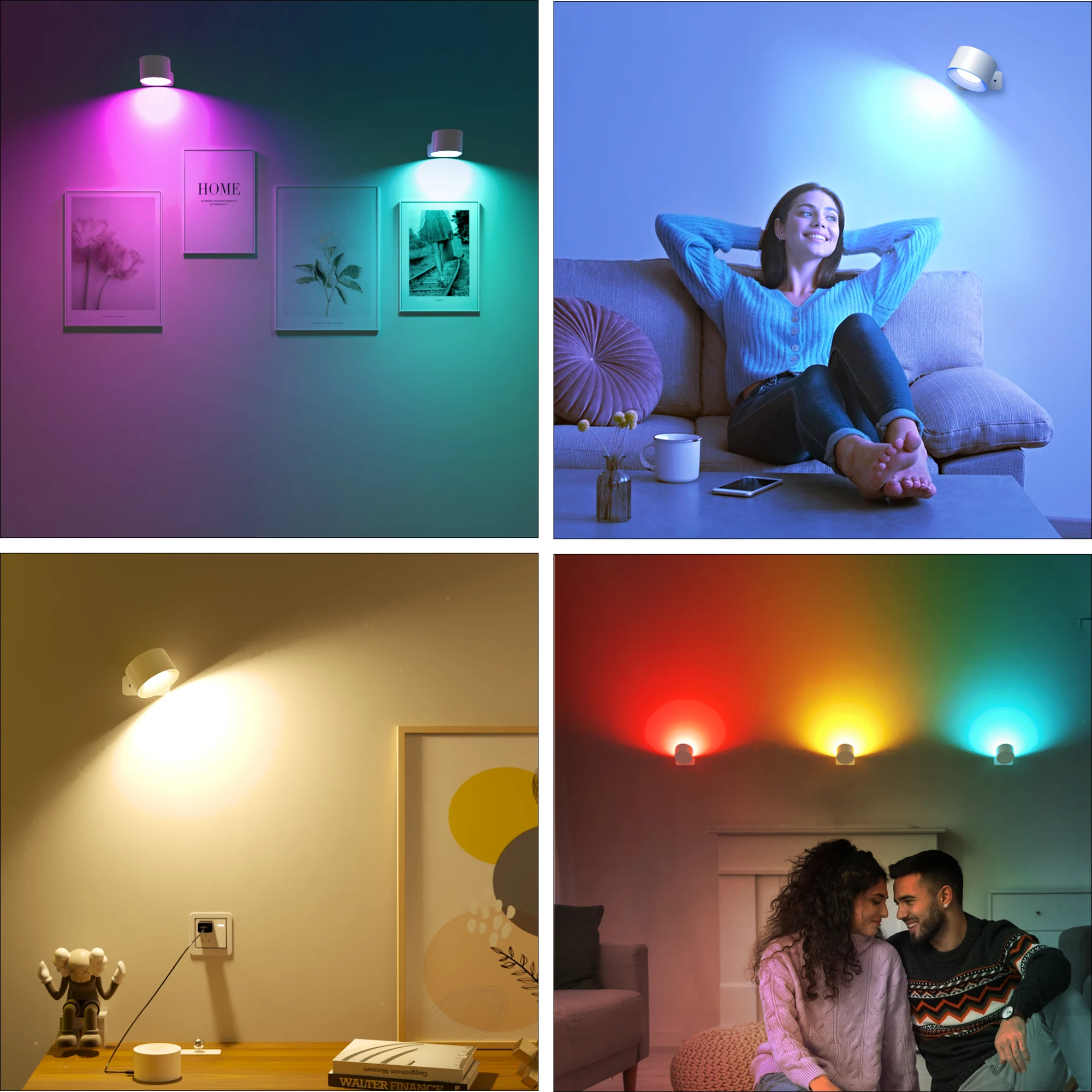 Magnetic Cabinet Lights, Battery Operated 360° RotatableTouch Control Wall Lamps, Reading Lights For Bedroom Dorm RoomBedside