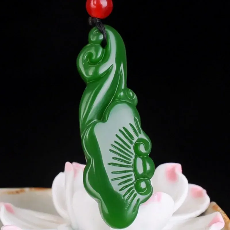 

Natural Green Handmade Carving, Everything Goes Smoothly, Jade Pendant, Fashionable Boutique Jewelry Men's and Women's Necklaces