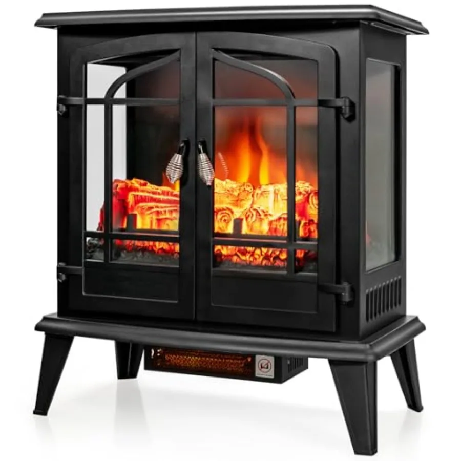 

Electric Fireplace Heater 25-Inch Freestanding Fireplace Stove with Realistic 3D Flame Effect Overheat Protection Portable Fire