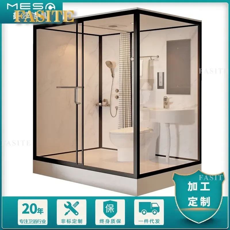 Integrated Bathroom Shower Room with Squatting Pan for Rural Household and Hotel Use Complete Bath Solution