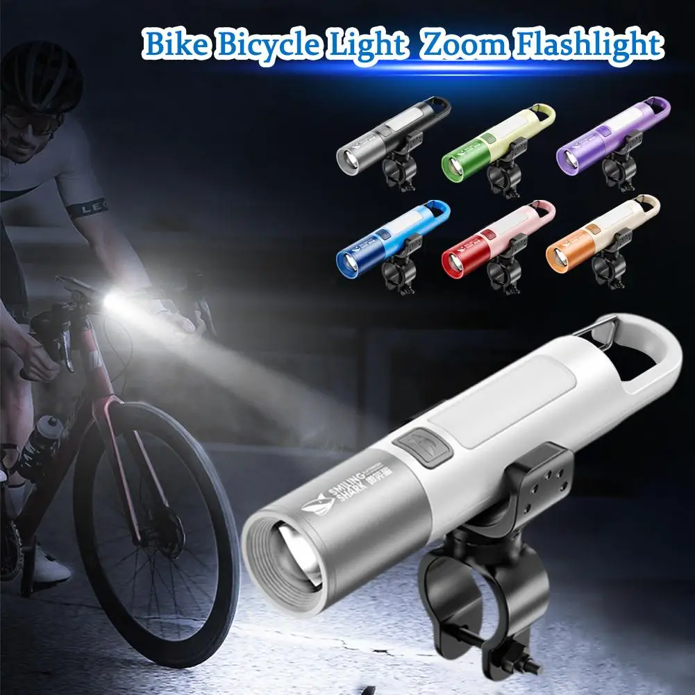 3-in-1 800 Lumen Bicycle Flashlight With Stand Usb Zoom Light Super Waterproof Rechargeable Led Cycling Bright F0j8