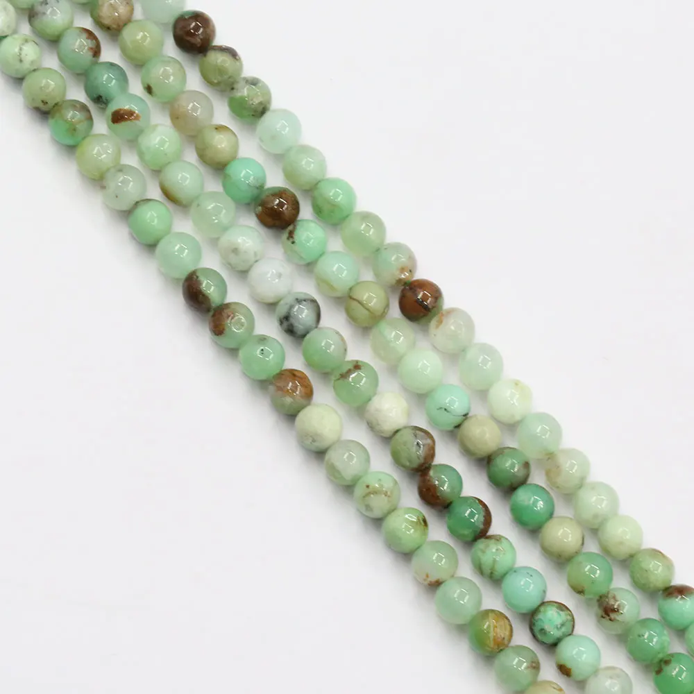 6-12mm Natural Green Chrysoprase Smooth Round Real Gemstone Loose Beads 15.5