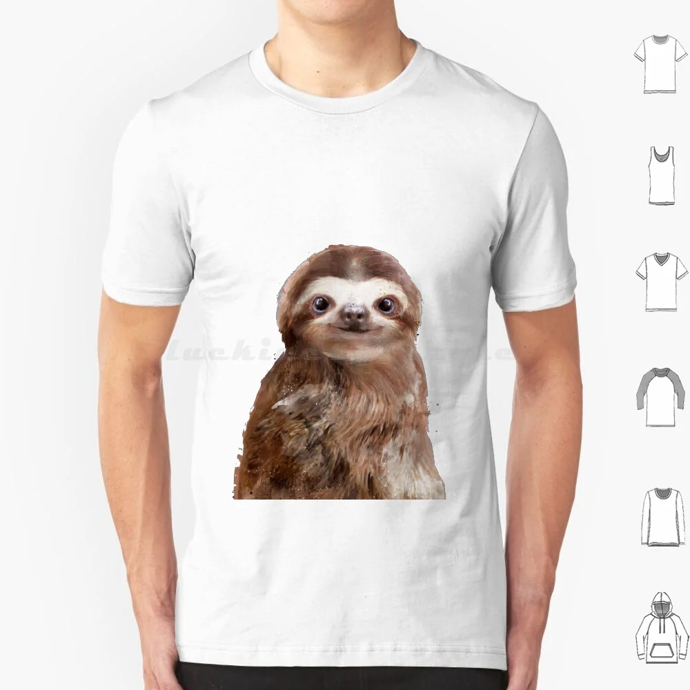 Little Sloth T Shirt Big Size 100% Cotton Sloth Sloths Baby Little Animal Animals Cute Nursery Kids Fauna Nature Wild Wildlife