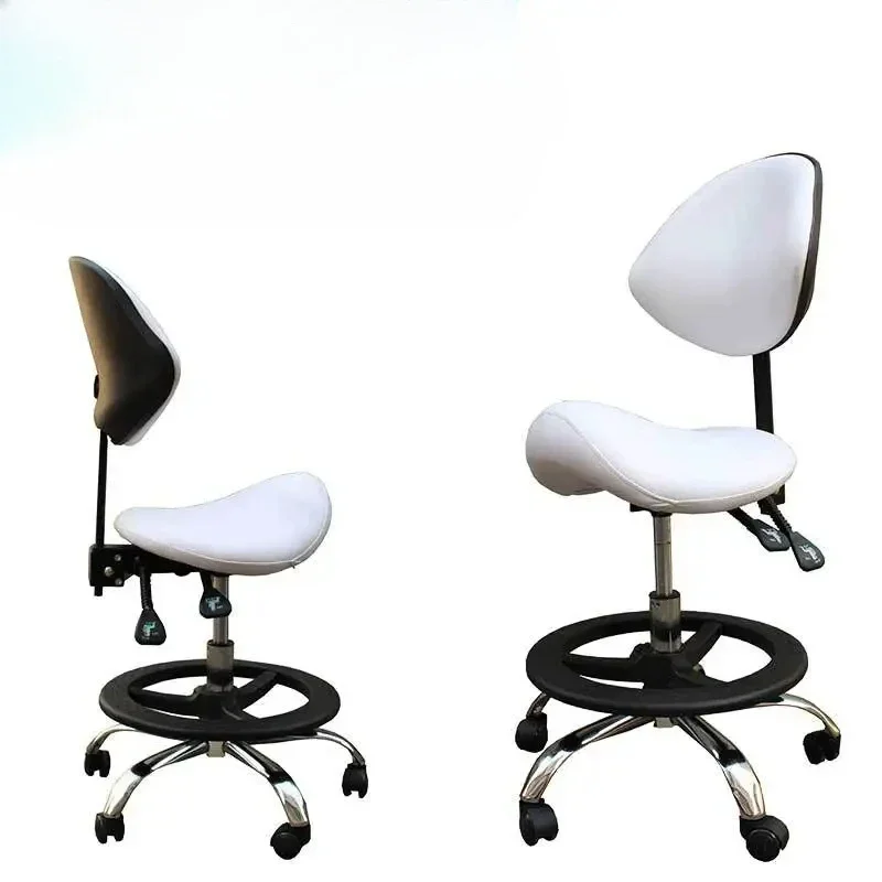 Ergonomische salonstoel voor kappers Professionele draaibare zadelkruk met rollende wielen Make-up of kappersstoel