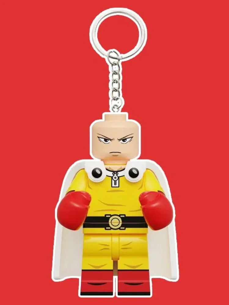 Anime One-Punch Man figurines blocs en forme de porte-clés Saitama brique Figure modèle porte-clés sac à dos pendentif clé charme
