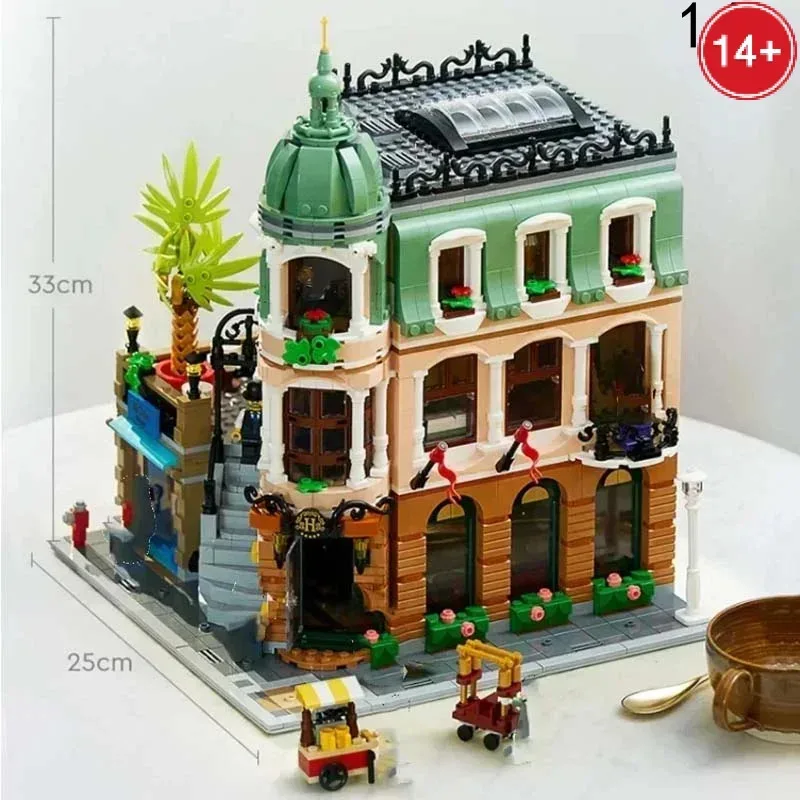 Ensamblar los nuevos bloques de construcción, módulo de hotel de lujo de 3066 piezas 10297, regalo de cumpleaños de decoración familiar de vacaciones para niños