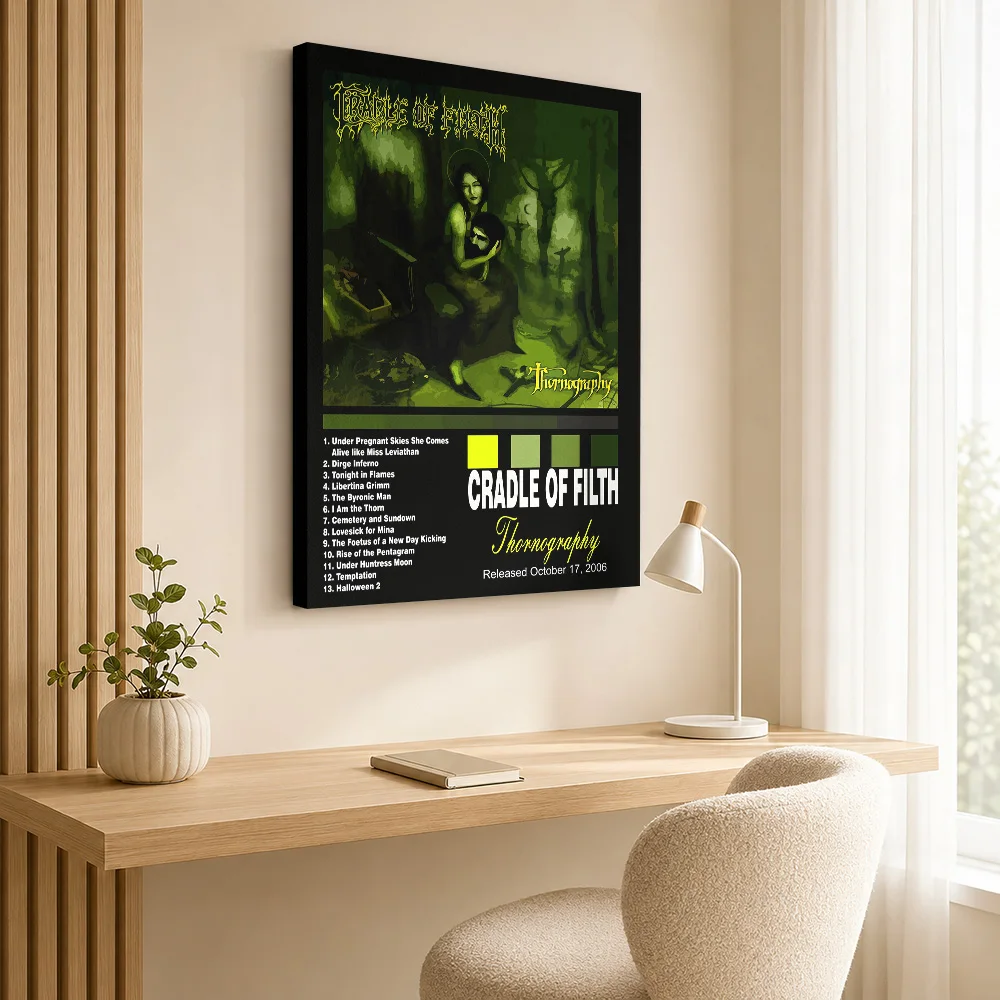 Cradle Of Filth Thornography Framed Canvas Poster Customized Photo Gothic Illustration Wall Art For Rock Music Listening Room