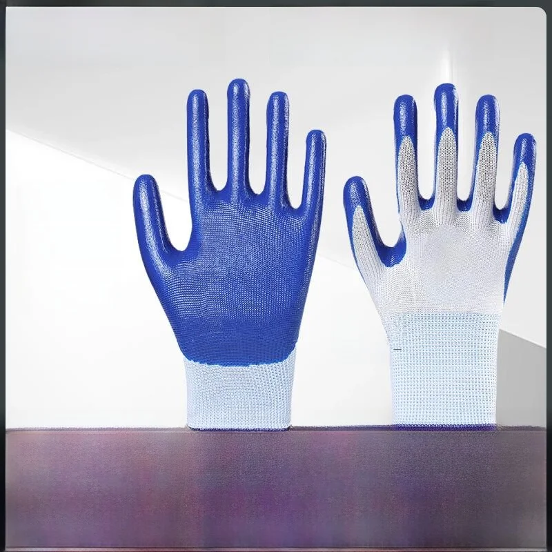 

Синие нитриловые перчатки для защиты рук, рабочие перчатки из латекса и резины для строительных работ, защитные перчатки с резиновым покрытием