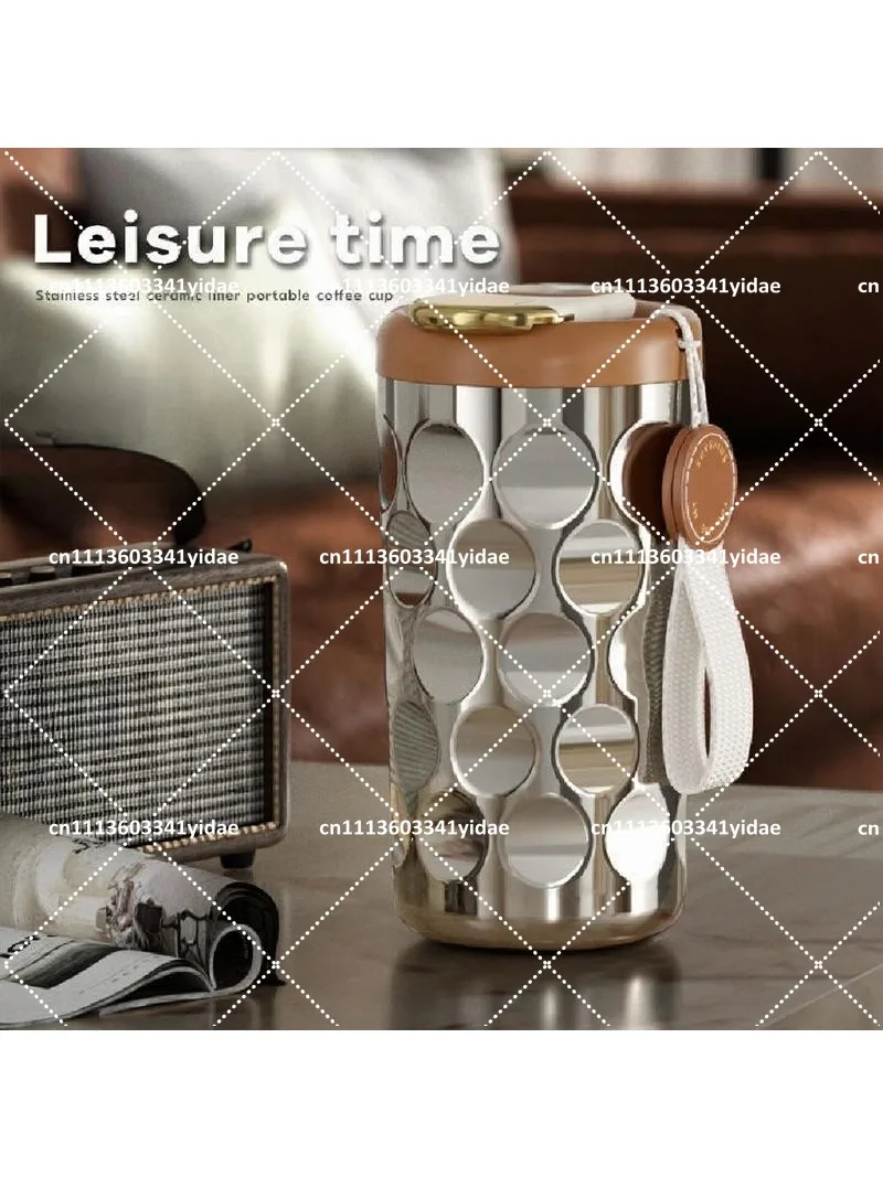Ceramic Coffee Cup with High Aesthetic Value, Intelligent Insulated Cup Made of Stainless Steel, Portable for Women