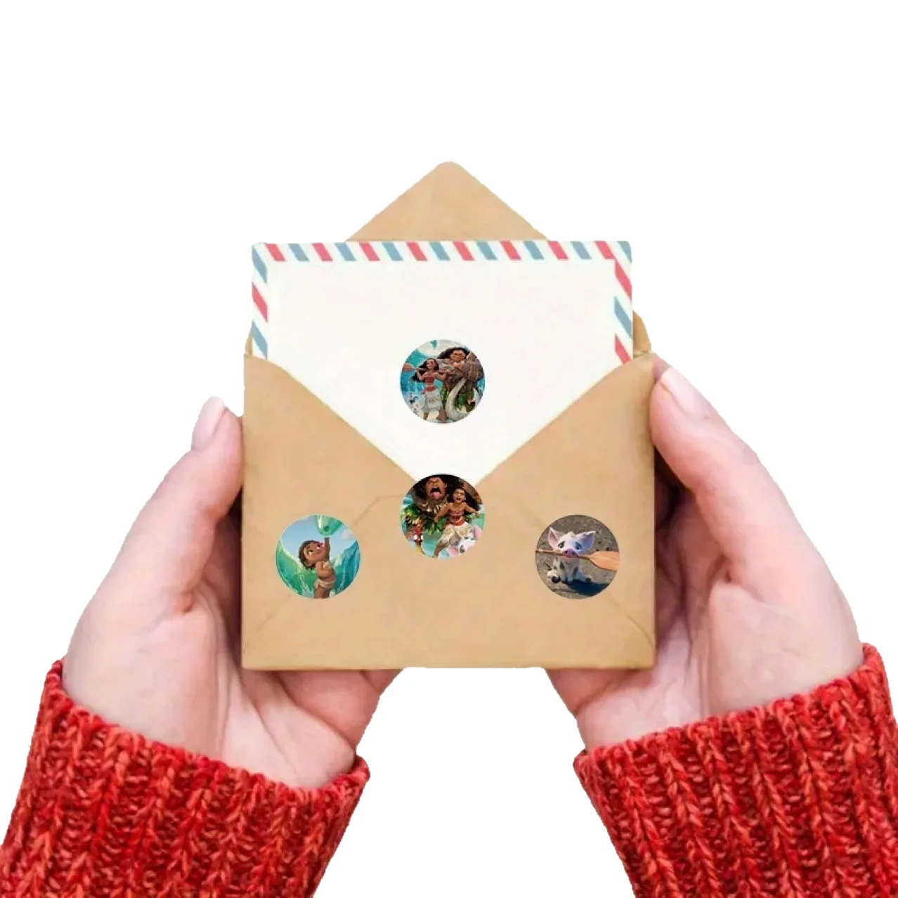 500 adesivi a tema Moana in rotolo, decorativi fai da te per diario, bottiglia d'acqua, buste, cancelleria, regalo per bambini