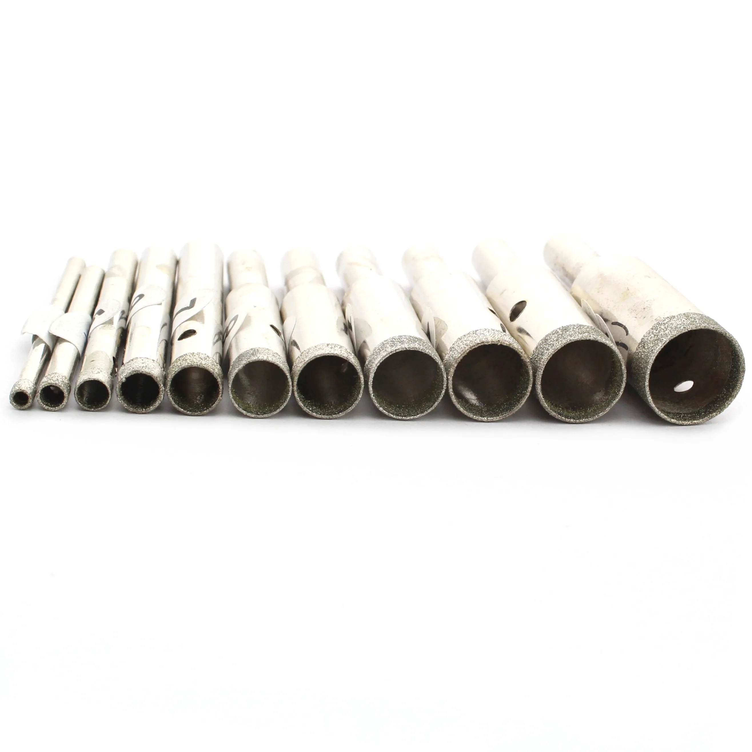 11Pcs Super-Thin Diamond Coated Hole Saw Drill Bits Set (1 Piece Each Size: 3-12mm & 14mm) for Gemstone Jewelry Glass Low Waste