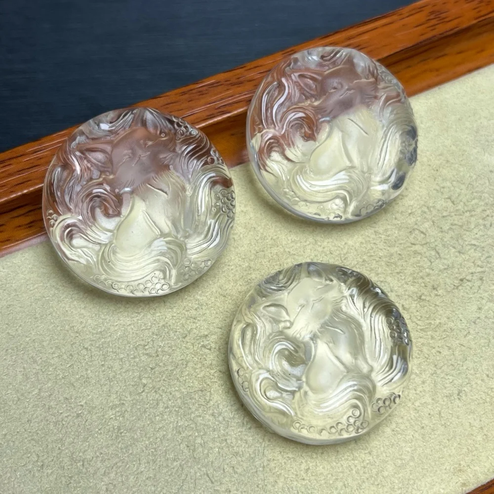2PCS 31mm Natural Clear Quartz Fox Polished Crystal Reiki Healing Jewelry Pendant Cute Rock Decoration for Gift