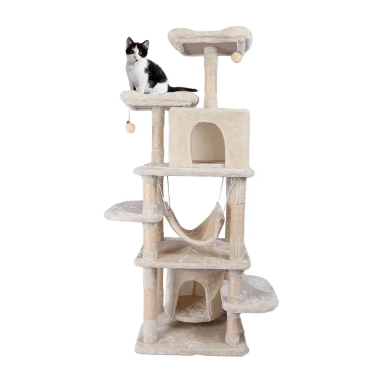 China cat tree condo tower wooden big climbing happy pet cat tree