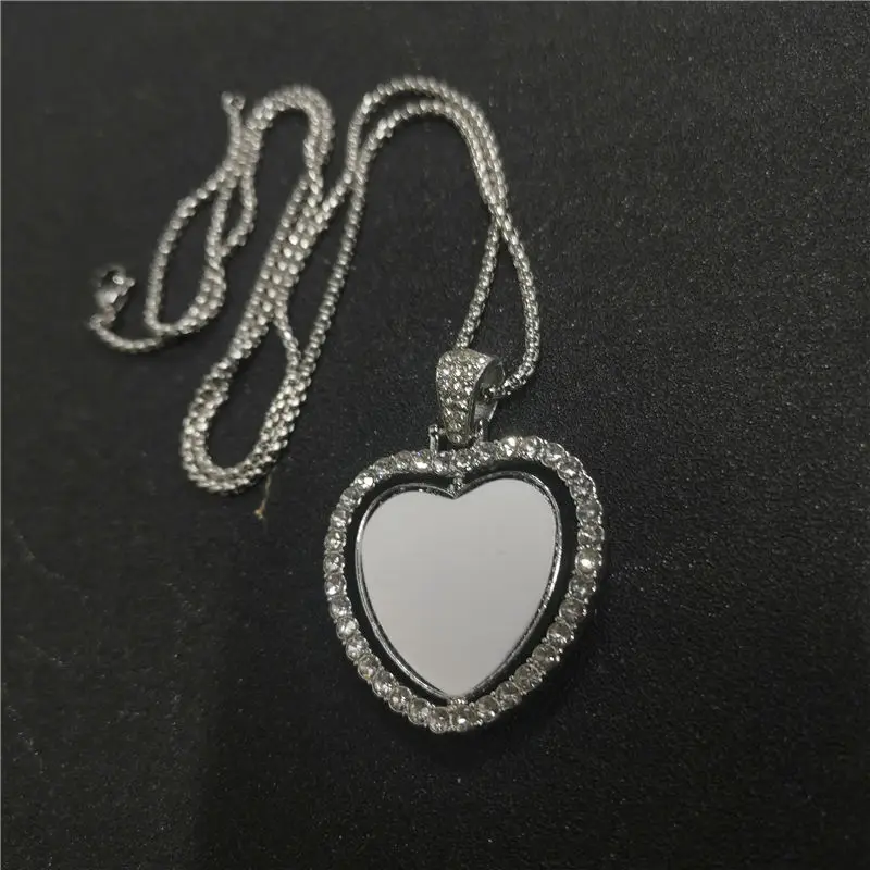 

sublimation blank photo small heart necklaces pendants with stainless steel box chain 10pcs/lot