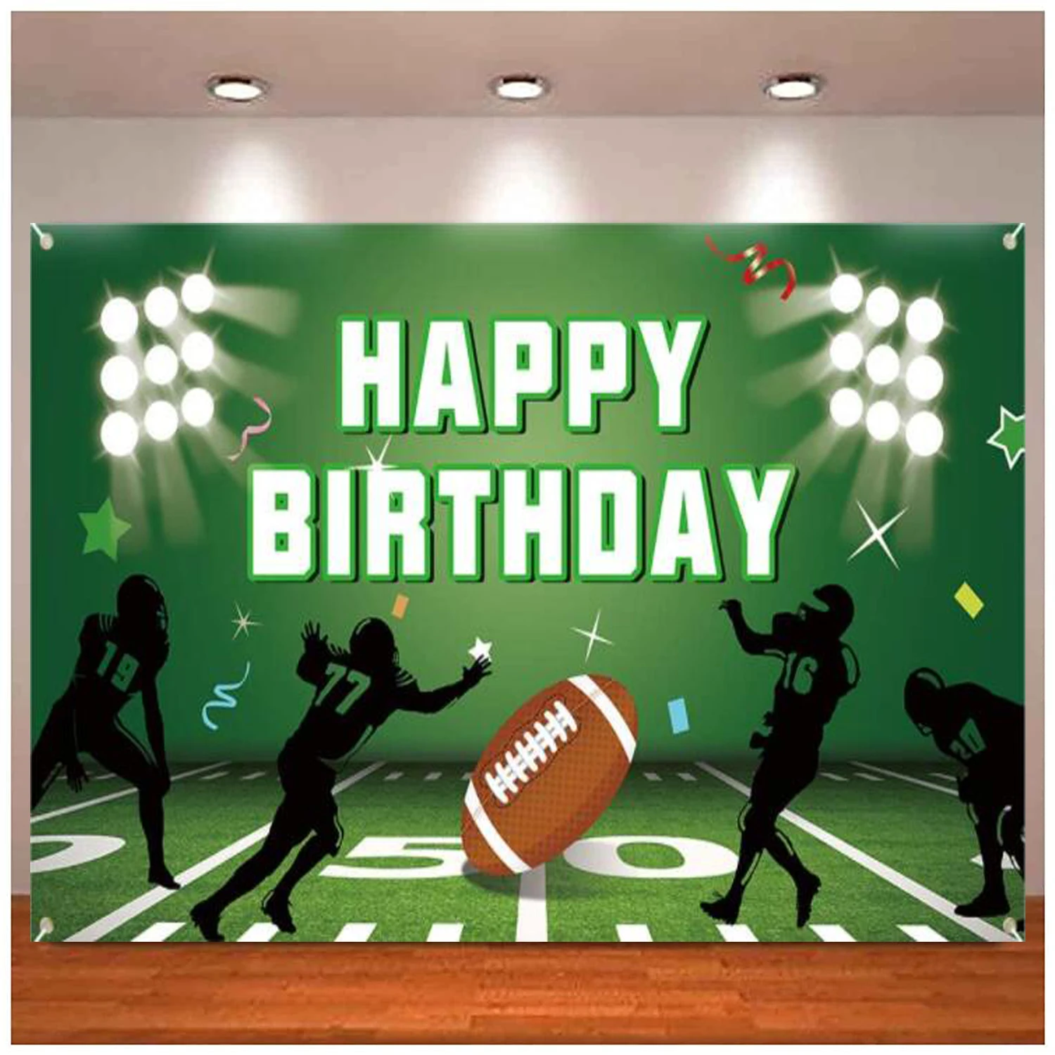 

Football Field Birthday Party Decoration Photography Backdrop for Party Supplies Photo Booth Props Background Banner Poster