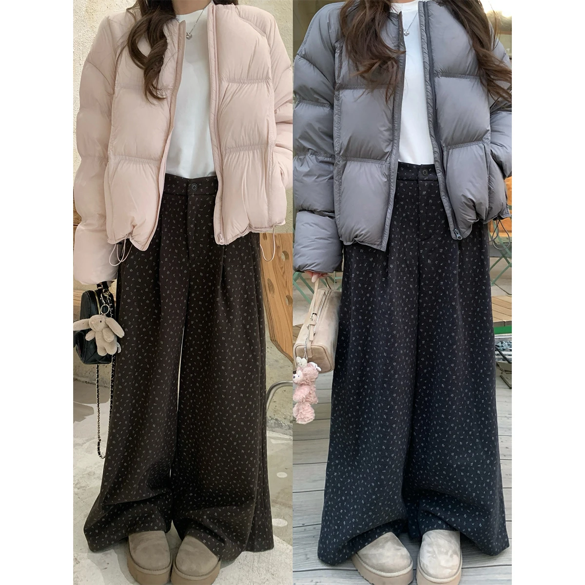 

Pijiuu, широкие брюки с высокой талией и цветочным принтом, женские повседневные свободные брюки на осень-зиму, удобные свободные брюки