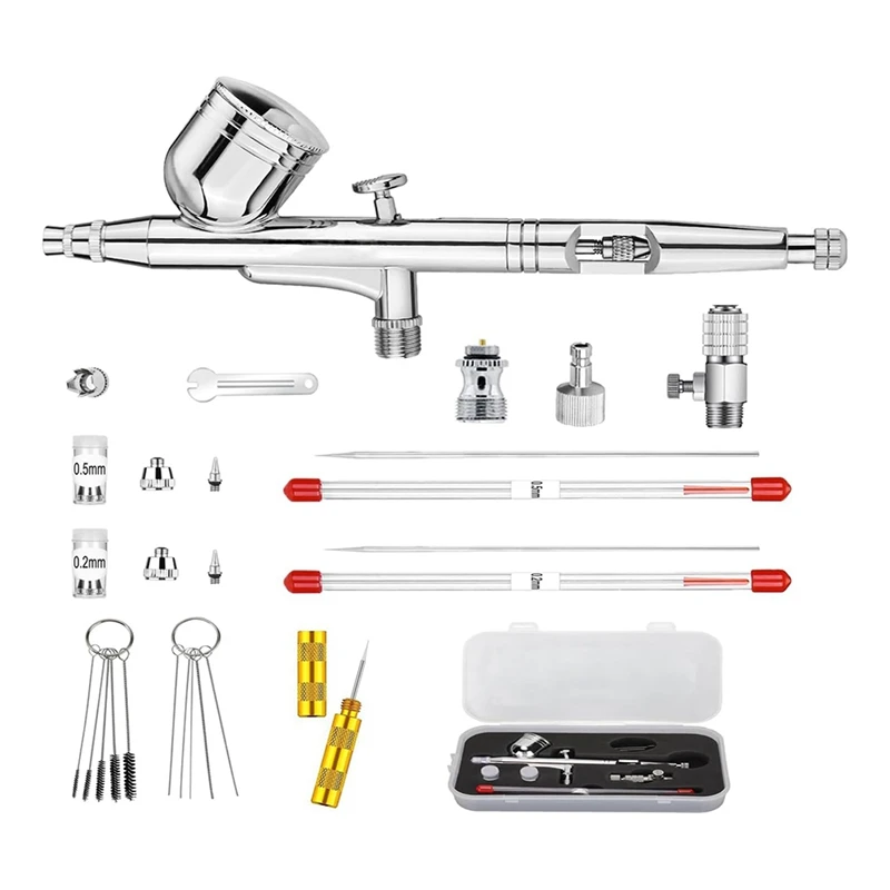 

Airbrush Kit With Dual-Action Airbrushgun 3 Needles Kit Airbrush Cleaning Kit For Airbrush Makeup Airbrush For Nails