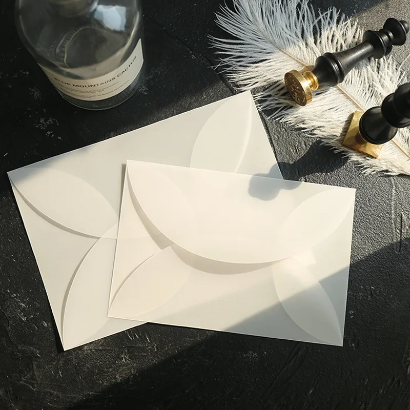 10pcs/lot Custom Semi-transparent Sulfuric Acid Paper Envelopes For DIY Postcard /Card Storage, Wedding Invitation, Gift Packing