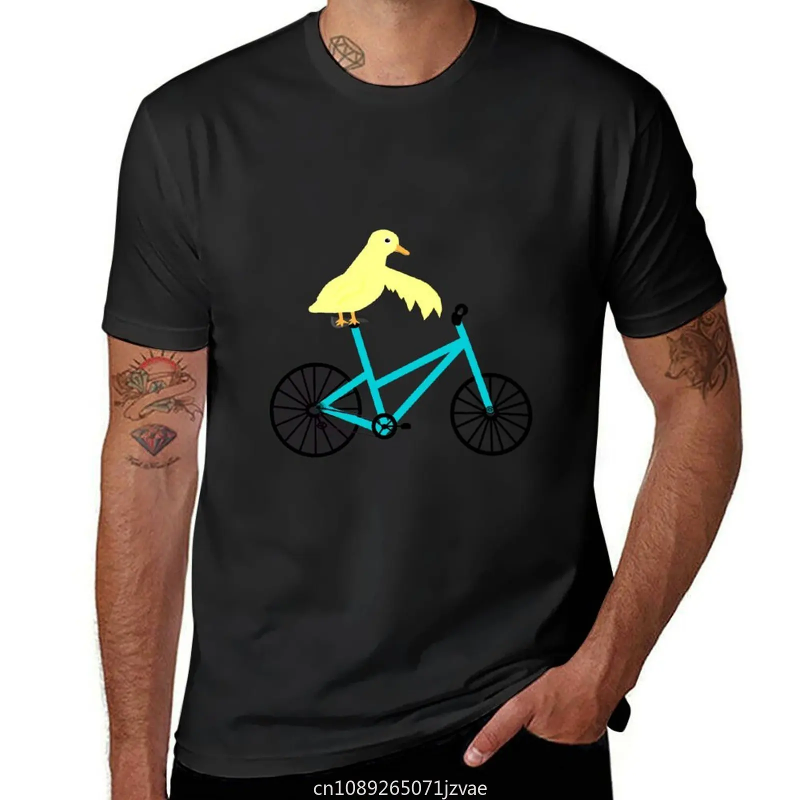 Duck On A Teal Bicycle T-shirt animal prinfor boys tees sublime blacks mens t shirt graphic