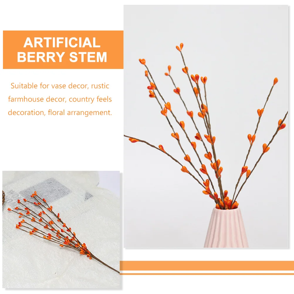 

5 Pcs Artificial Berry Branch Red Christmas Decorations Branches Tree Berries Stems Ornaments Plastic Simulate Faux