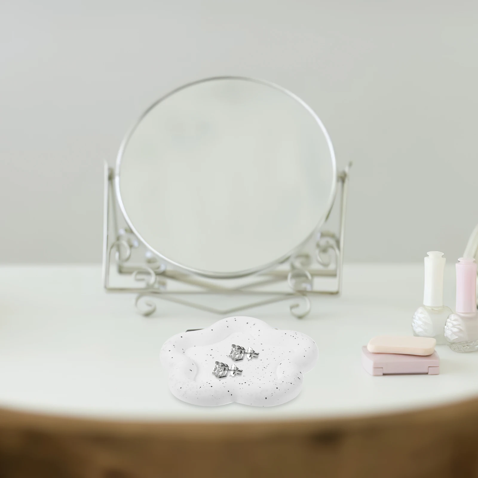 

Gypsum Jewelry Tray Storage Plate Perfume Ring Dish Decorative Plaster Holder Bedroom Earring Trinket Storage Box