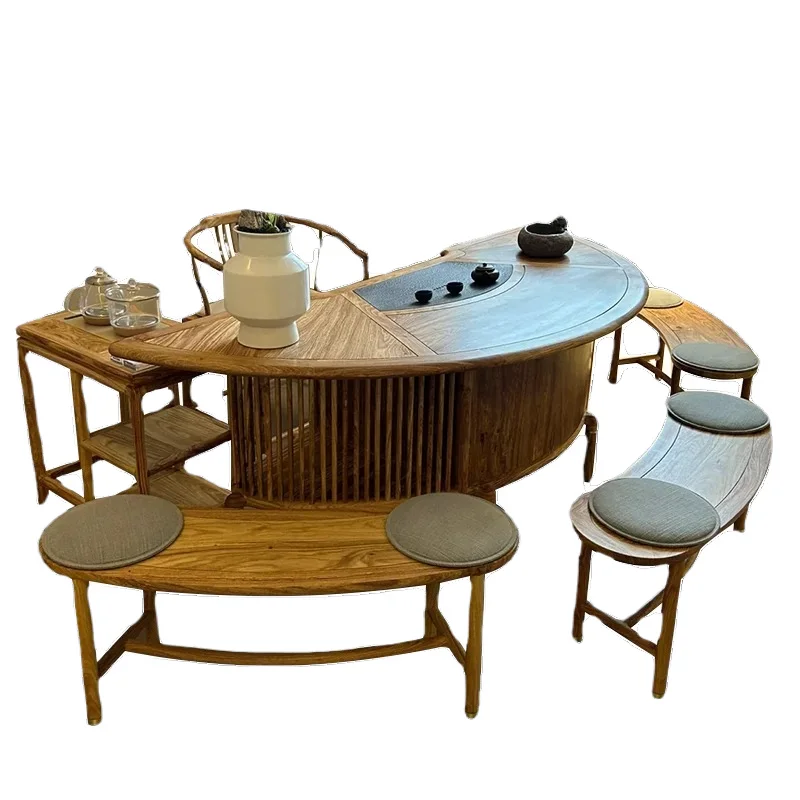 

New Chinese walnut solid wood special-shaped custom design tea table tea table leisure home office solid wood