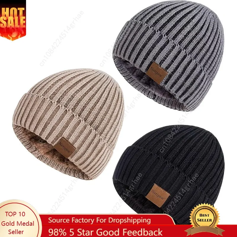 

Nertpow Mens Beanie Hats 3 Pack, Winter Hats for Men Women Warm Thermal Fleece Lined, Thick Knit Fashion Skull Cap for Guys