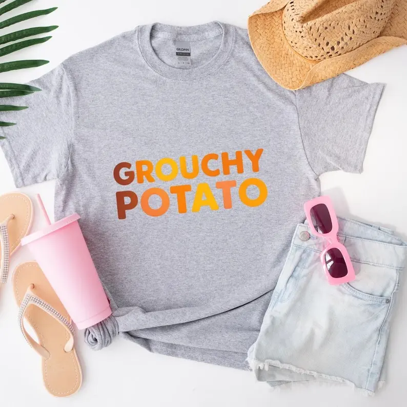 Grouchy Potato, Sweet Potato, Funny Thanksgiving T-Shirt, Cute Potato Lover Gift, Fall Harvest Humor Thanksgiving Dinner Outfit
