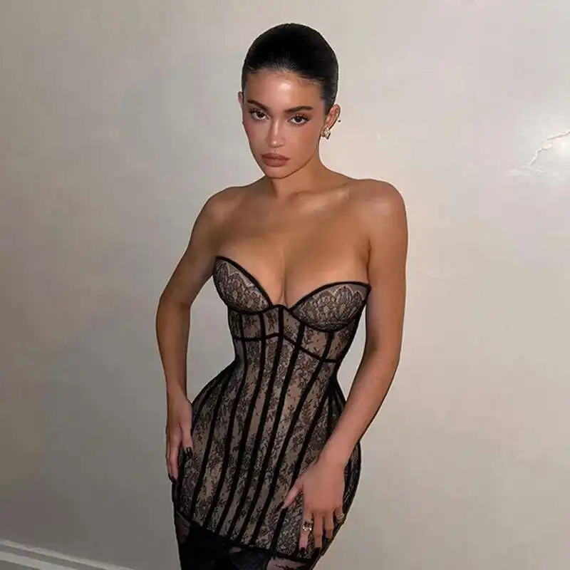

Yl25109 New Sexy Dress 2025 Summer Kylie Style Strapless Waist-cinching Bodycon Dress Summer Dress Robe Vestido Women Elegant