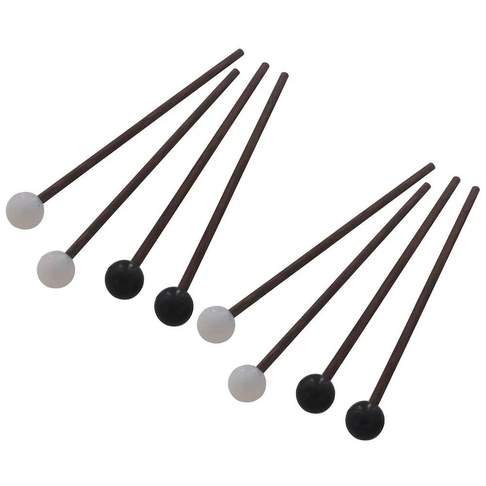 

4 Pairs Drum Mallets Ethereal Drumstick Wood Handle Rubber Head Percussion Instrument Mallets for Marimba Chime Bell Xylophone