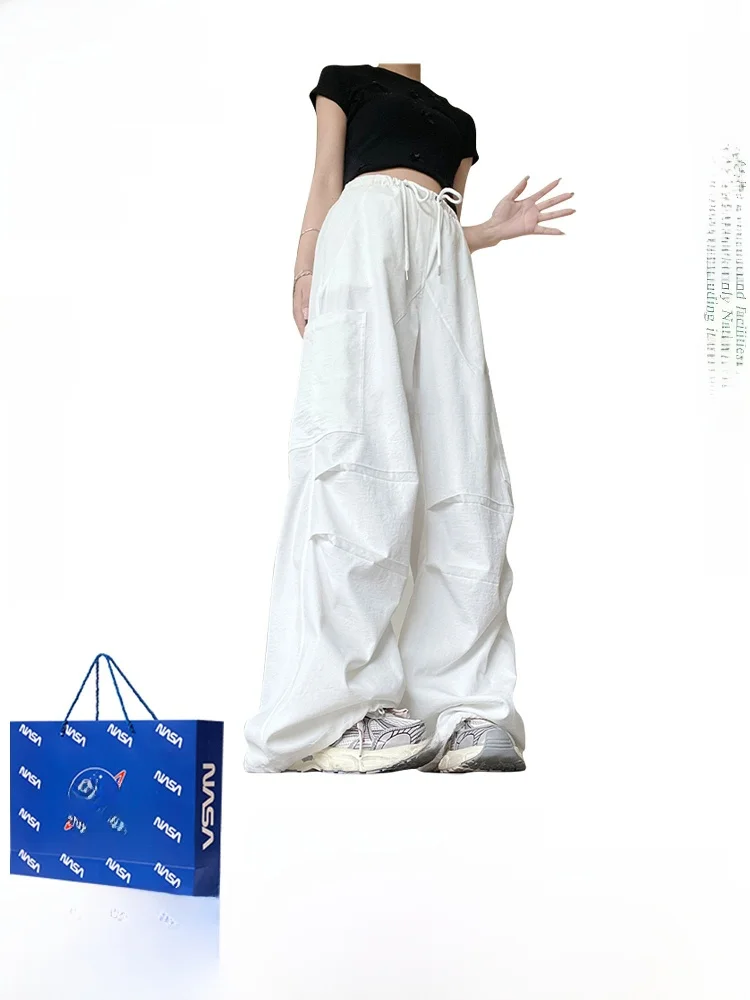 

Американские белые рабочие брюки Sle Qui Dry, женские весенне-летние тонкие эластичные брюки с широкими штанинами, повседневные спортивные брюки Qui Dry