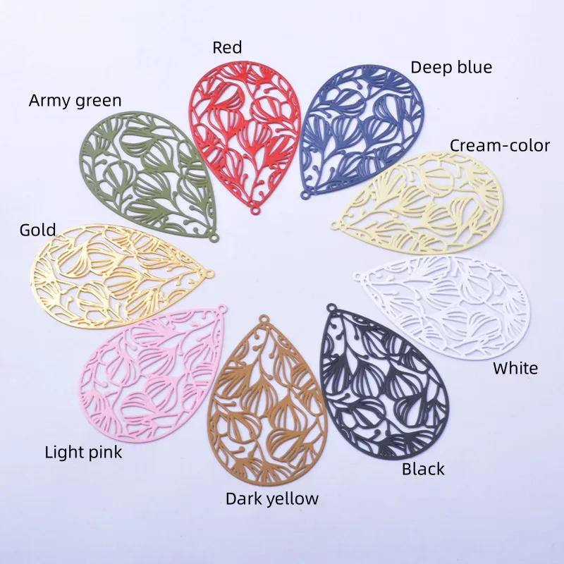 30pcs AB7514 Brass Water Drop Pendant Colorful Charms Diy Jelwery Earrings Making