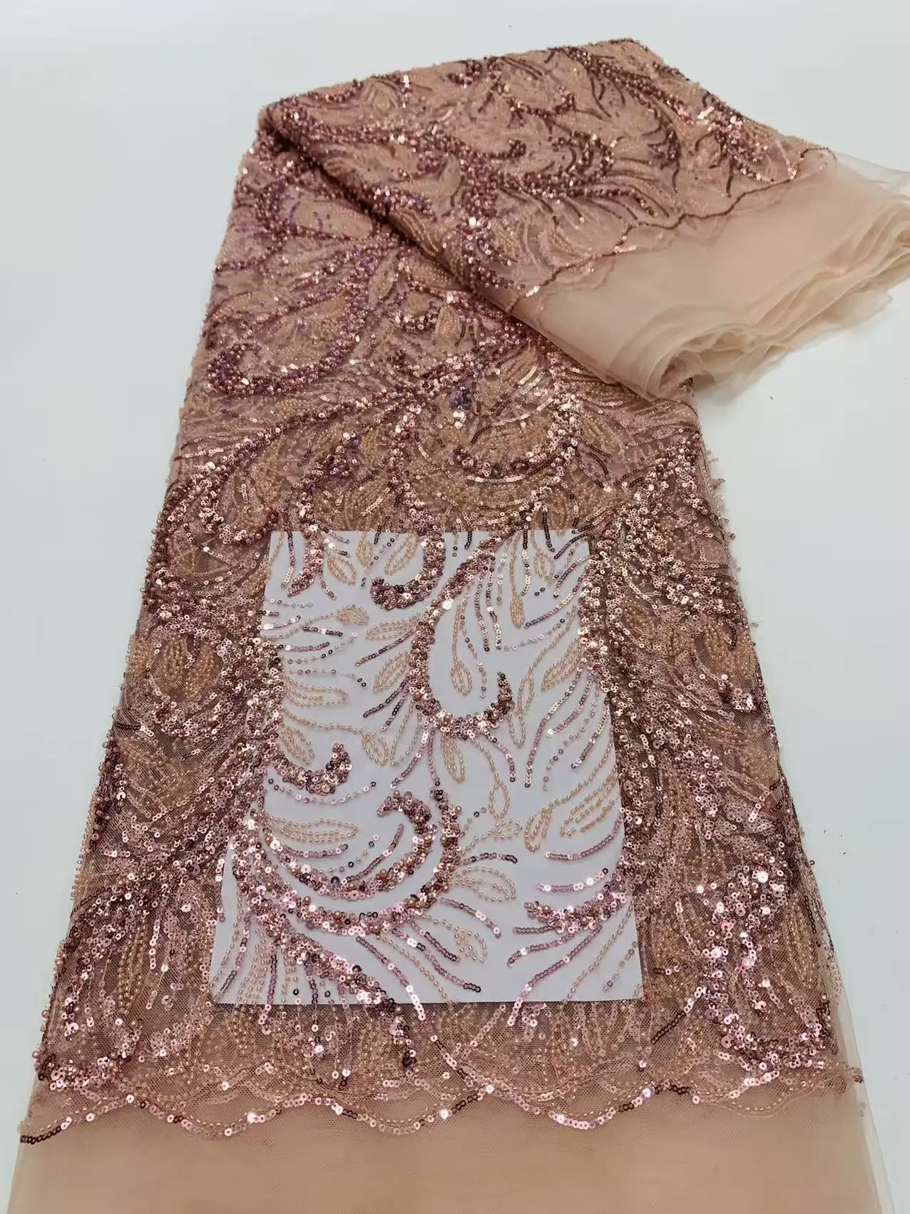 

Африканские бусины, кружевная ткань, последняя кружевная ткань с блестками, 5 ярдов, высокое качество, 2026 розовая кружевная ткань, нигерийское свадебное платье для женщин