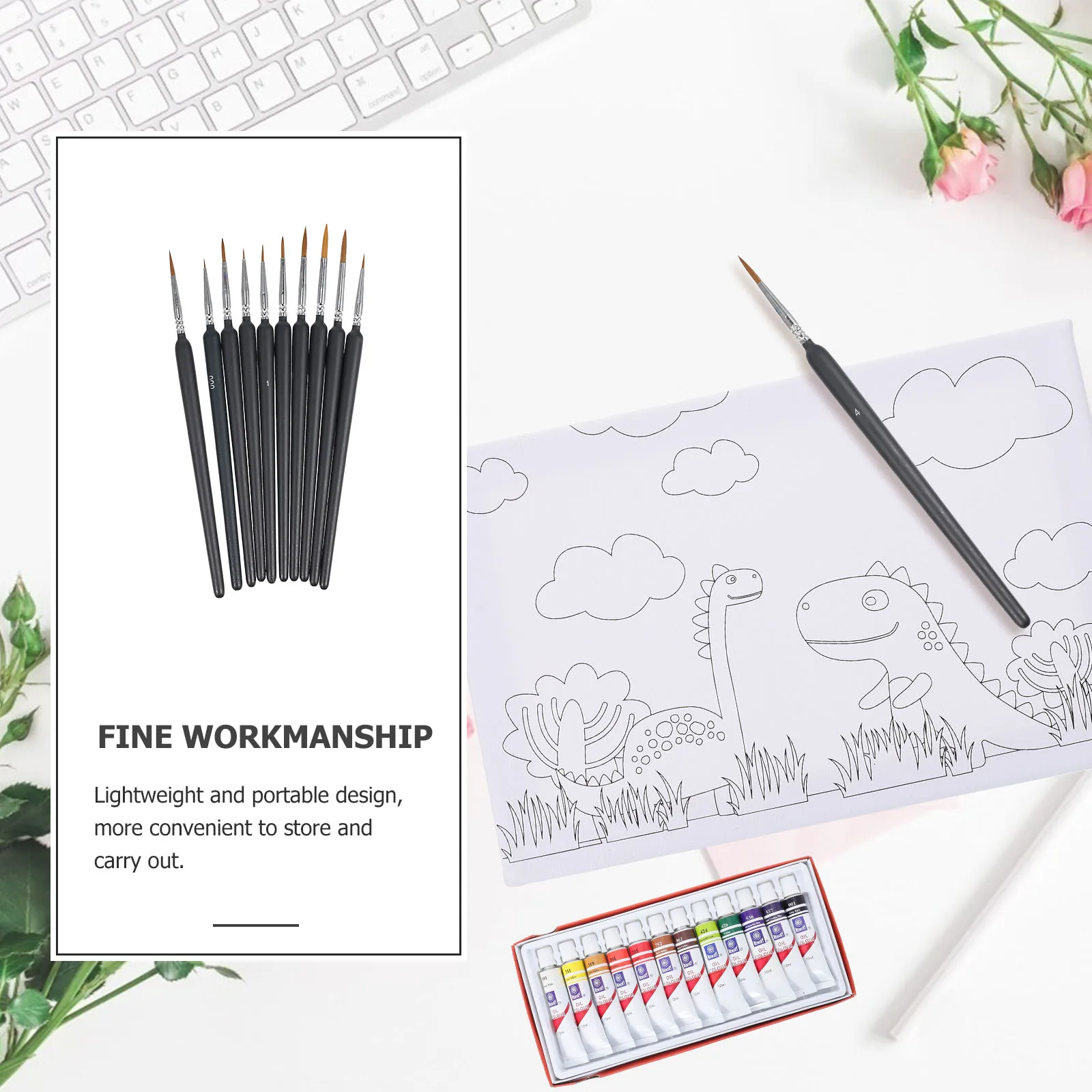 

10Pcs Premium Drawing Brush Pen Set Portable Ergonomic Design for Watercolor Oil Acrylic Painting Nail Art Supplies