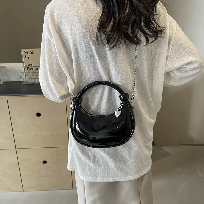 Patent Leather Evening Hobos Shoudler Crossbody Bag for Women Tote Handbag and Purses 2024 New Trendy Lady‘s Clutches Bag