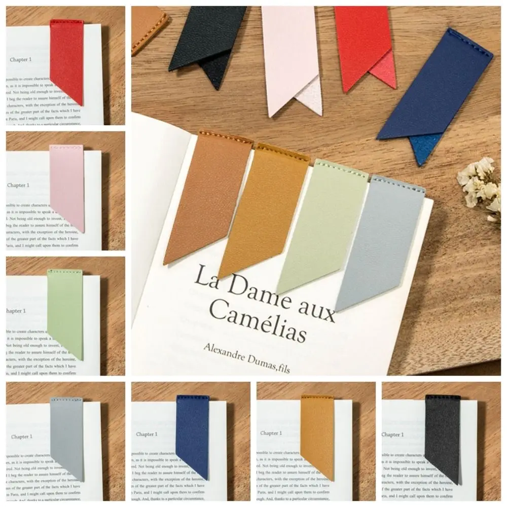Reading Tool Vintage Leather Bookmark Individual Handmade Fold Bookmark Simple Design Waterproof PU Leather Label Lover