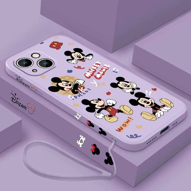 Disney Topolino Per Samsung Galaxy S25 S24 S23 S22 S21 S20 FE Lite Plus Ultra Liquido Corda Sinistra Cassa Del Telefono