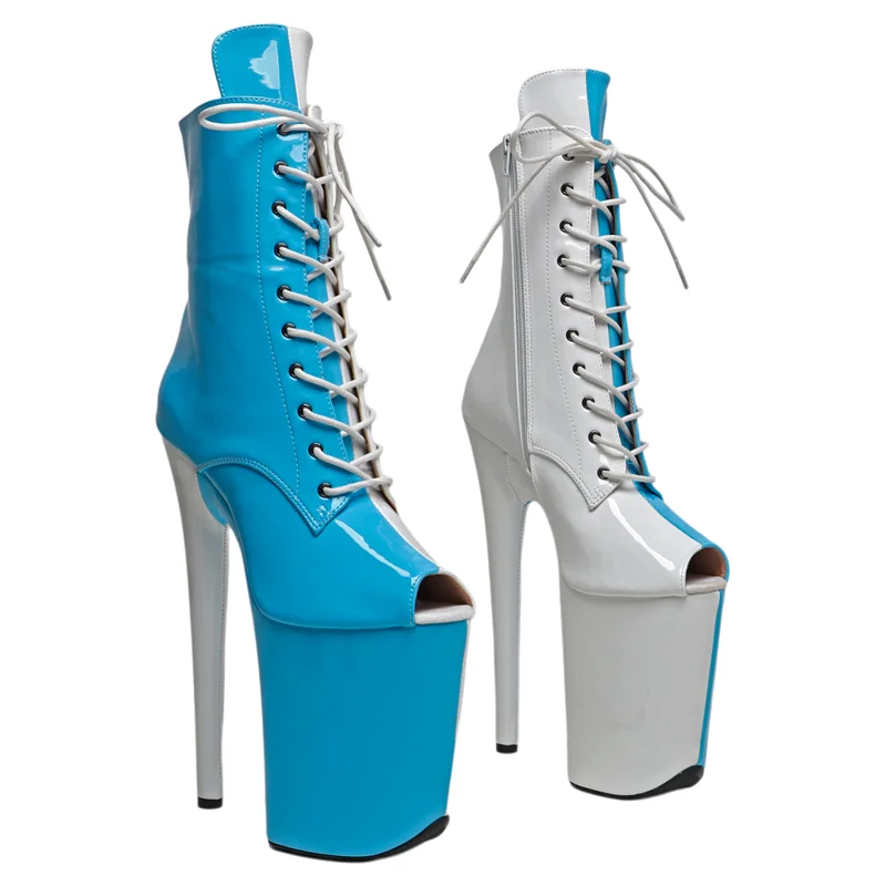 

Leecabe 23CM/9inches Patent shiny PU Trendy Fashion Party High Heels Platform stripper heel Pole Dance boots