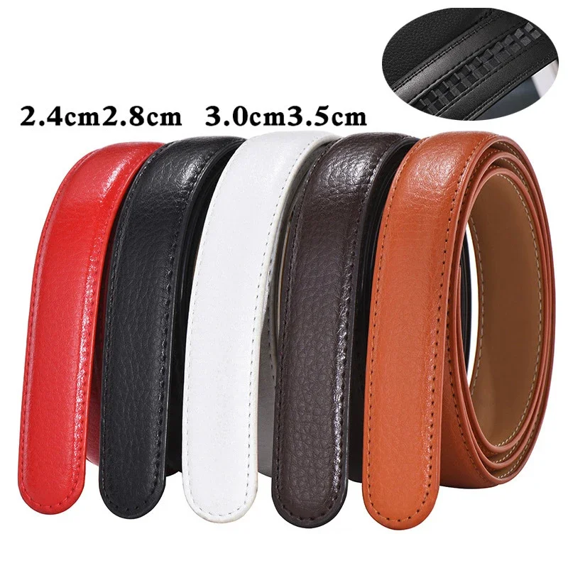 Belt No Buckle for Automatic Buckle PU Leather Belts Without Buckle for Men Women No Buckle 4 Size Wide 2.4 2.8 3.0 3.5 Width