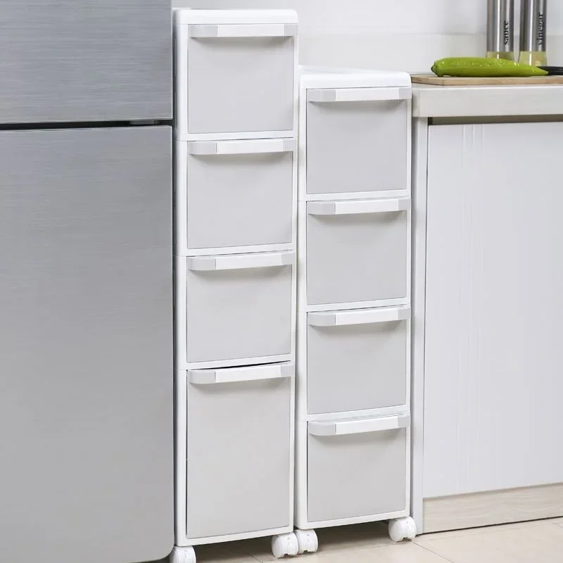 Large Capacity Bathroom Crevice Storage Cabinet Wheeled Movable Drawer Style Organizing Cabinet Dust-proof Underwear Storage Box