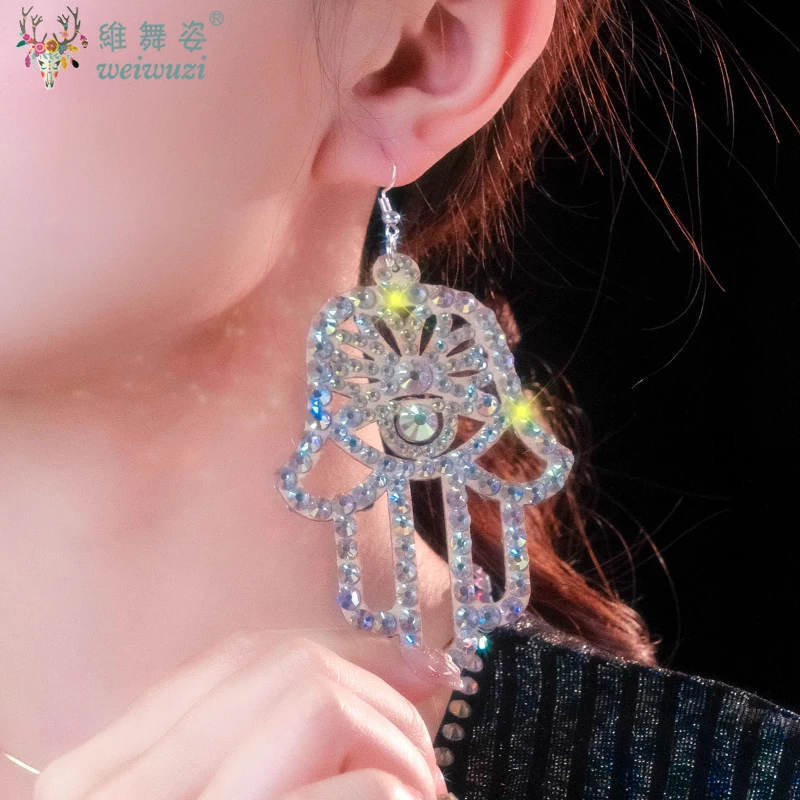 

Серьги для танца живота, женские цыганские украшения, аксессуары, костюм танцовщицы, блестящие стразы, двойные стороны, 2 пары/P