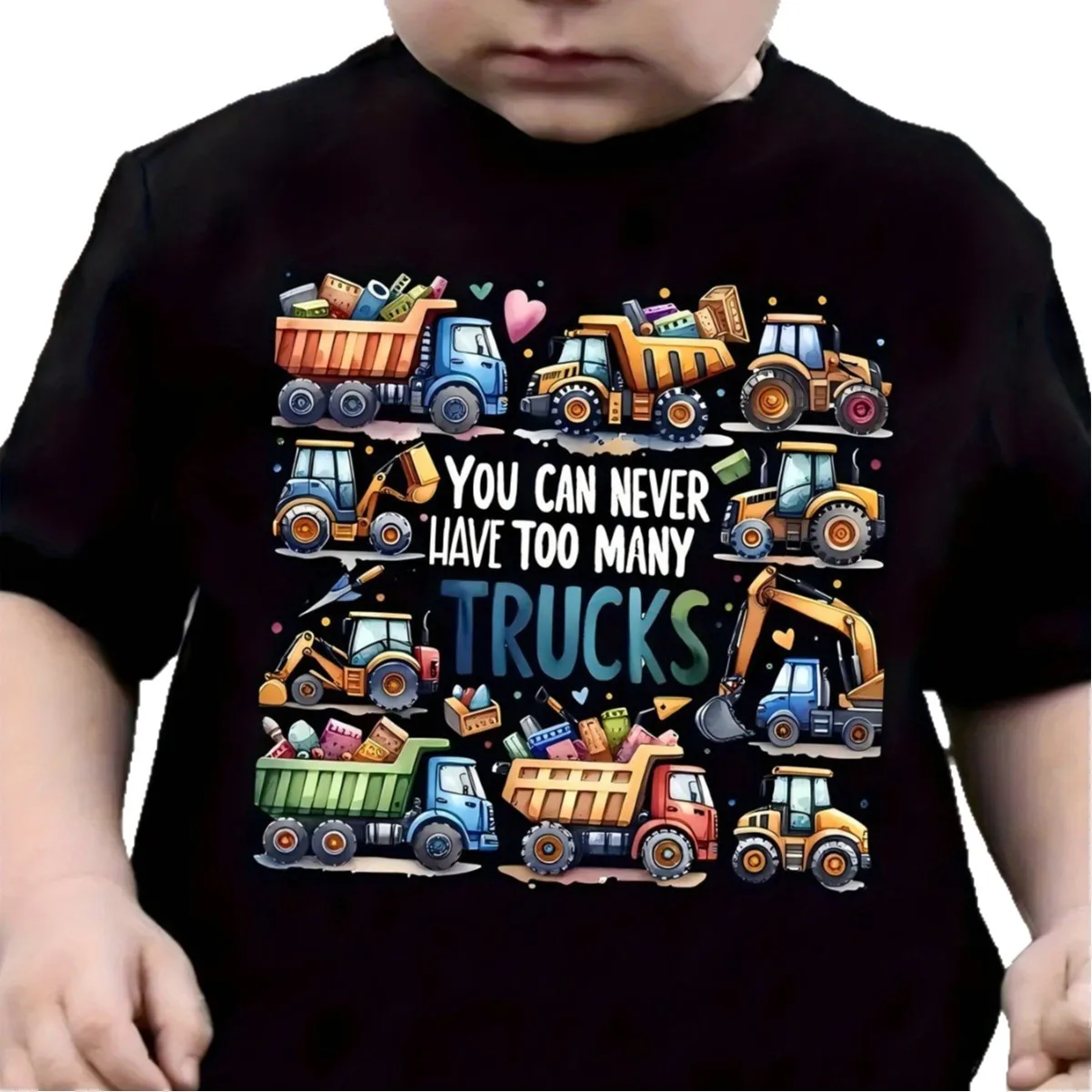 

2025 Summer Hot Selling Boys' Loose Cartoon Truck Printed T-shirt Short Sleeve European and American Polyester Comfortable T