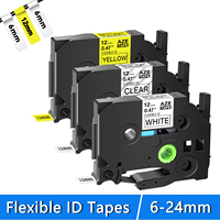6/9/12/18/24mm Label Tapes For Brother TZ TZe-FX231 TZ-S231 Strong Adhesive/Flexible Laminated Label Ribbon for P-Touch PT-D450