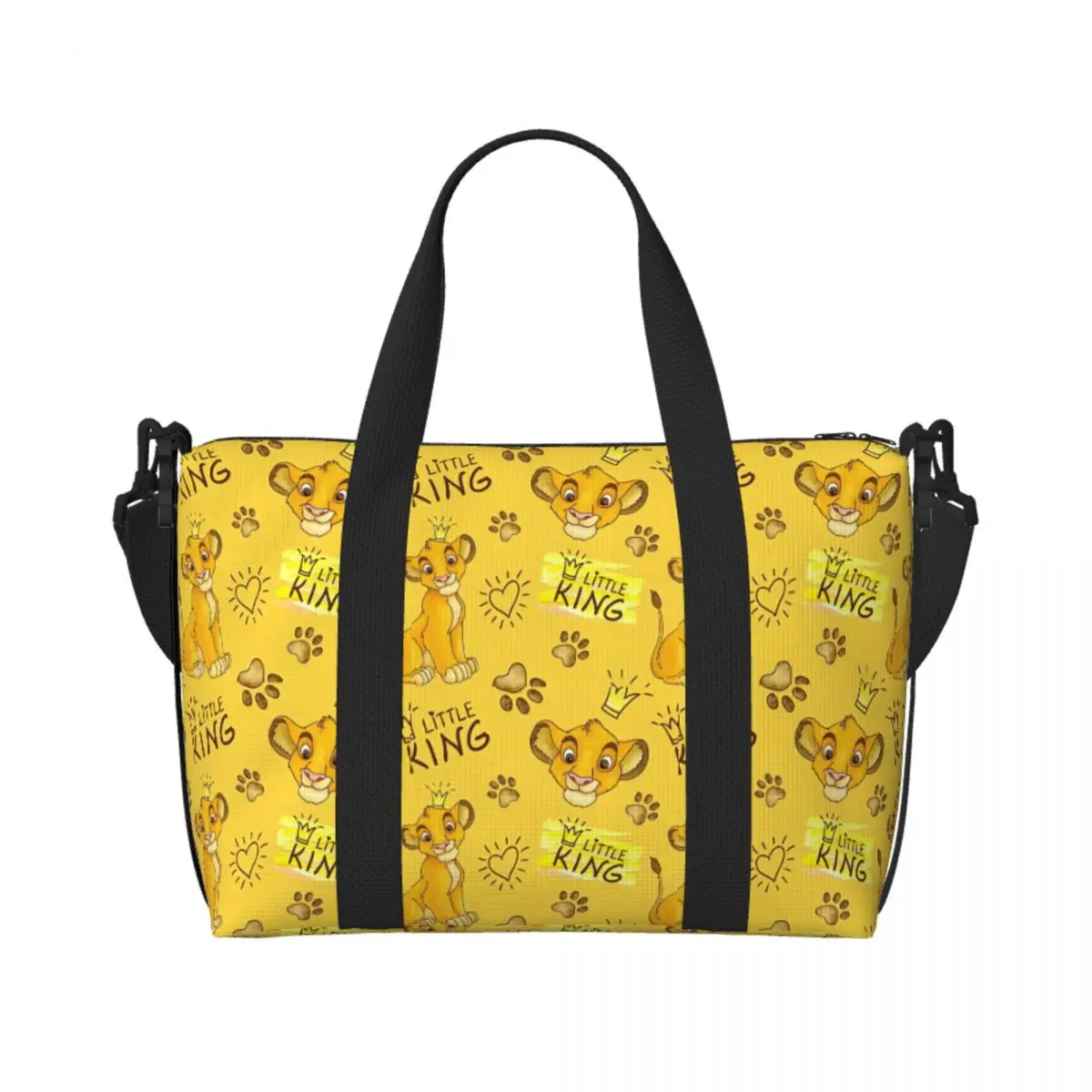 

Custom Cartoon The Lion King Beach Tote Bag Women Kawaii Anime Big Compartment Beach Gym Travel Bags